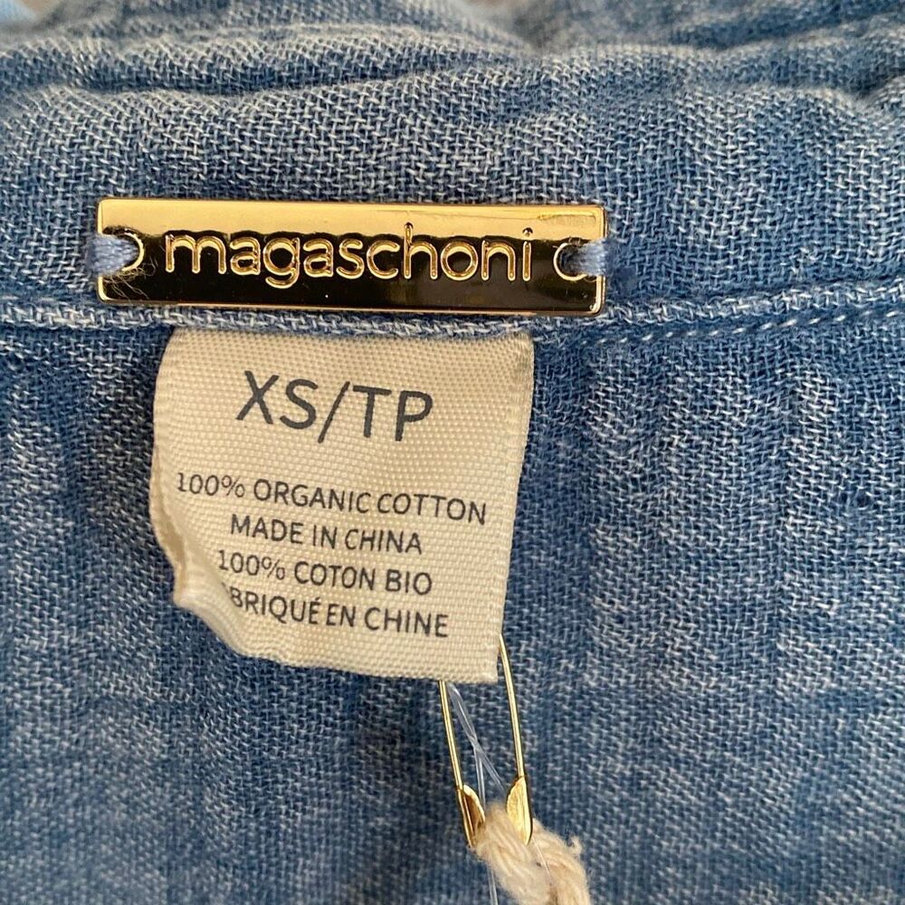MAGASCHONI 100% Organic Cotton Gauze Long Sleeve Button Down Shirt Sz XS/001 - Picture 9 of 11